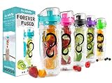 Live Infinitely 32 oz. Infuser Water Bottles - Featuring a Full Length Infusion Rod, Flip Top Lid, Dual Hand Grips & Recipe Ebook Gift (Bright Teal, 32 oz)