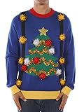 Men's Tacky Christmas Sweater - Christmas Tree Sweater with Suspenders