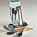 PortoFino 5 Pc. Kitchen Utensil Set/Premium Natural Beech Wood & Silicone/Home Cooking Utensils/Wooden Food Prep Tools/Soup Ladle, Slotted Spoon, Solid Spoon, Turner, Large Spatula