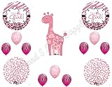 IT'S A GIRL Giraffe Zebra Cheetah Baby Shower Balloons Decoration Supplies Pink