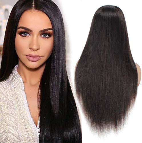 360 Lace Frontal Wigs with Baby Hair 130% Density Natural Straight Brazilian Virgin Human Hair 360 Lace Wigs With Pre Plucked Hairline for Black Women(16-26 inch)
