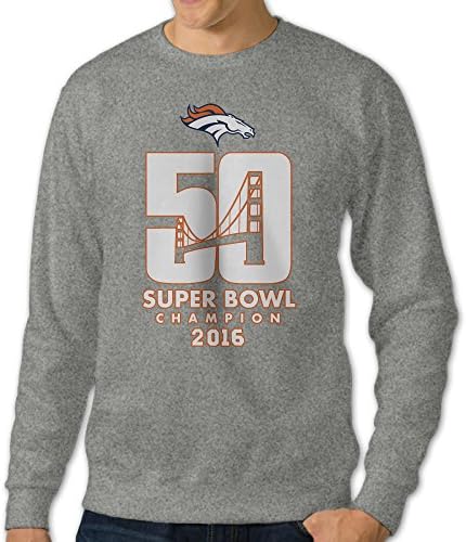 Juice Forus Men's Super Broncos Bowls Pullover Long Sleeve Tshirts Crew Neck Sweatshirt Ash L