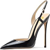 FSJ Women's Pointed Toe D'Orsay High Heel Slingback Pumps