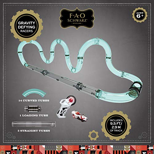 FAO SCHWARZ 20-Piece Glow-in-the-Dark Turbo Tube Racers Race Track Set with Miniature RC Car and Remote Control for Single Player Racing - Thumbnail 3