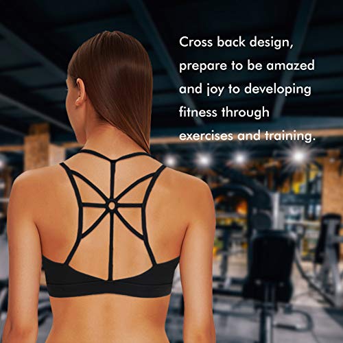 HBselect Sportbeha voor dames, bustier, gevoerde sportkleding, buikvrije sporttop met riemdesign aan de achterkant en… - Image 8