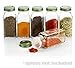 SpiceLuxe 6 Large Square Glass Spice Bottles 6 oz Jars with Simply Organic Style Metal Lids, Shaker Tops