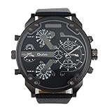 Nolia Oulm Men Watch Luxury Military Army Dual Time Quartz Large Dial Wrist Watch(Black)