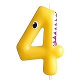 Yellow Birthday Candles Shark Number 4,Number 4