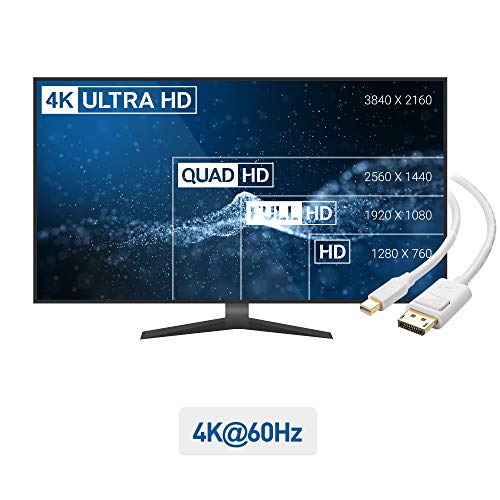 Cable Matters 4K Mini DisplayPort to DisplayPort Cable (DisplayPort to Mini DisplayPort) in White 3 Feet - 4K 60Hz, 2K 144Hz Monitor Support