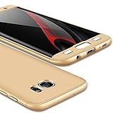 Samsung Galaxy S7 Edge Case,GKK Double Dip Ultra Slim Knight Series Case For Samsung S7 Edge Cover Hybrid PC [HARD] Full Protection Matte Phone Case (Gold)