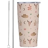 Kaireno Cowboy Tumbler Western Insulated Tumblers with Lid Straw Reusable Cowgirl Coffee Travel Mug Tea Wine Cups Birthday Gifts for Women 20 Oz