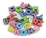 LAAMVII Charming A-z 8mm Full Crystal Rhinestones Alloy Color Painted Alphabet Letter Beads Nickel Free Rhinestone Beads for DIY Slider Charms, Key Chains, Bracelet, Necklace