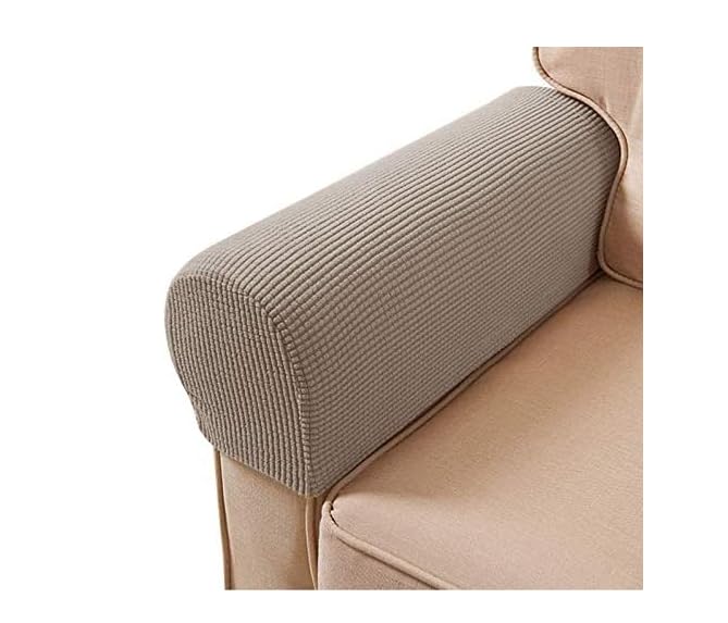 Arm Rest Covers Sofa Set of 2 Stretch Armchair Couch Non-Slip Furniture Protector Slipcovers for Chair Sofa Couches Recliner (Sand)