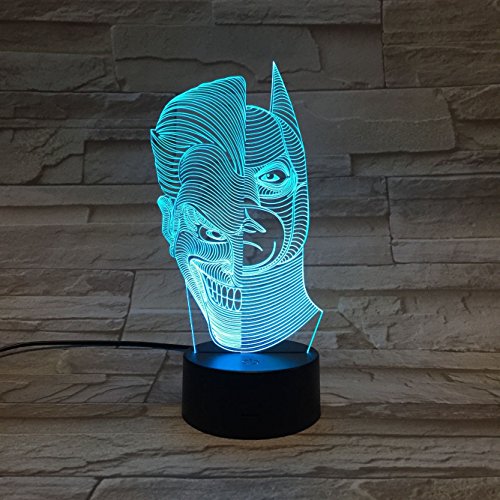 LE3D 3D Optical Illusion Desk Lamp/3D Optical Illusion Night Light, 7 Color LED 3D Lamp, DC Comics 3D LED For Kids and Adults, Justice League Joker Batman Light Up