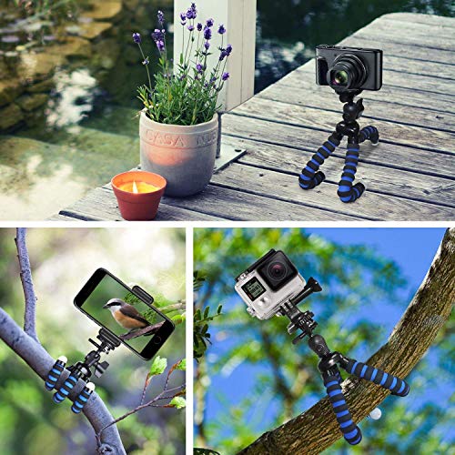 Phone Tripod, PEYOU [5 in 1] Flexible Octopus Tripod Stand + 2PCS Tripod Adapter for Gopro + Phone Mount Holder + Bluetooth Wireless Remote Shutter Compatible for iPhone Samsung Gopro Sports Camera - Thumbnail 2