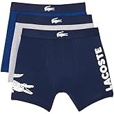 Lacoste mens Cotton Stretch Big Croc Print Boxer Briefs, 3-pack