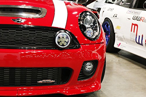 iJDMTOY Black Finish LED Rally Driving Lights with Halo Ring LED Daytime Running Lamp Assembly For MINI Cooper