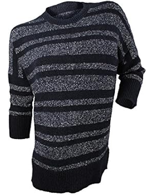 Theory Women's Navy Striped Cashmere Blend Sweater