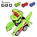 Odizli Transforming Dinosaur LED Car Toys for Kid Boys Halloween (Green)