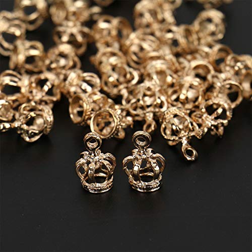 WEFOO 100Pieces Alloy Antique Crown Charms Pendants for Making Bracelet and Necklace (Gold)