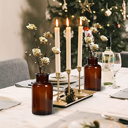 Amber Glass Vase, Bud Vases, Apothecary Jars, Decorative Glass Bottles