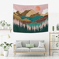 WIHVE Forest Tree Tapestry Watercolor Sunset Nature Landscape Wall Hanging Art Home Decor for Bedroom Living Room Apartment Dorm 60 x 40 Inches