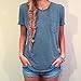 GONKOMA Women Summer Solid Color Short Sleeve T-shirt Fashion Casual Blouse Top (S, Blue)