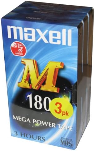 Maxell E180 VHS Video Cassette Tape Standard Grade 180 Min 3 Pack