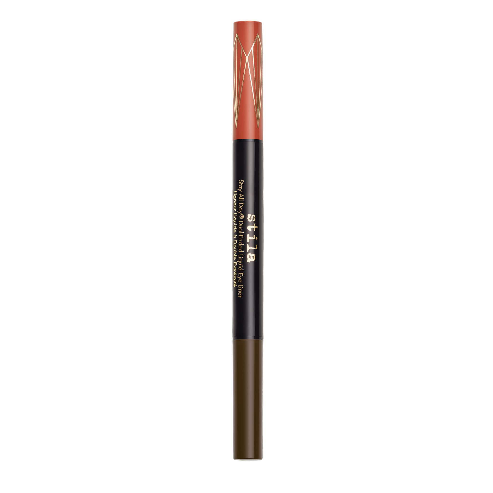 Stila All Day Dual-Ended Liquid Eye Liner, Easy To Use Eyeliner Pen, Smudge & Transfer Proof, Liner Stays On All Day and Night, Goes On Smoothly Without Skipping or Smudging - Amber/Dark Brown