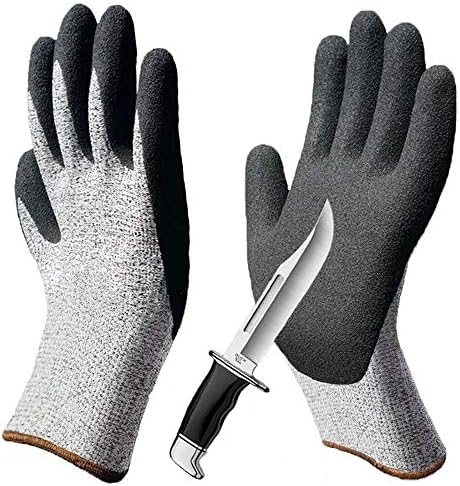 2 Pcs Coating Cut Resistant Gloves Non-Slip Breathable Work Gloves, Level 5 Protection Durable for Gardening Construction Woodworking Mechanic Auto