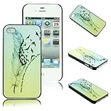 Voberry Hipster Feather Quote Fly Ombre Birds Plastic Case Cover for Apple iPhone 4 4S (tybv8) (tybv8)