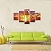 VIIVEI Christian Sunset Crosses Cross Wall Art Christ Poster Canvas Prints Art Home Decor for Living Room Modern Pictures 5 Panel Large HD Printed Painting Artwork Framed Ready to Hang (70