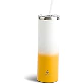 Manna Skinny Double-wall Insulated Stainless Steel Tumbler with Splash-proof 2-in-1 Lid and Reusable Tritan Straw - 30 Oz - Orange Ombre