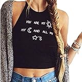 eshion Lady Women Letter Printed Backless Spaghetti Straps Crop Tops