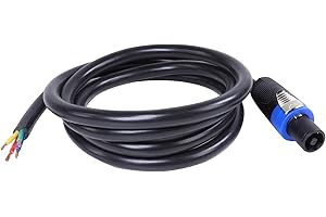 HBU Pack of 1 6 Feet Tour Grade 4 Wire Speakon Cable - 12 Gauge Speak-On to 4 Conductor Cable with Twist Lock for Chuchero, Tweeters, Mids Audio Jack Wiring (4 Conductors)