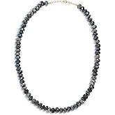 JIAJIA Women's Mystic Labradorite Necklace, Grey, One Size