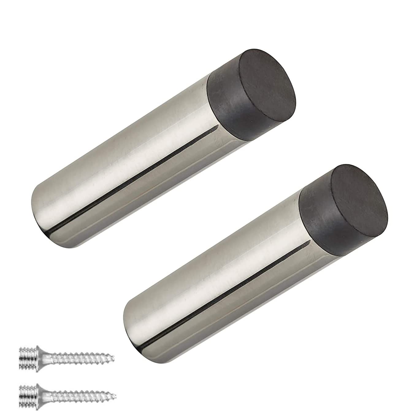 TERF® Polished Stainless Steel Door Stopper Wall Mounted 75mm Doorstop Projection Wall Mounted Door Stopper Including Fixing Screw - Pack of 2