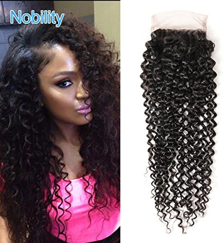 8A Brazilian Curly Hair Lace Closure 12 inch 4x4 Free Part Brazilian Kinkys Curly Frontal Closure Unprocessed Virgin Brazilian Human Hair Curly Closure Natural Black Hair