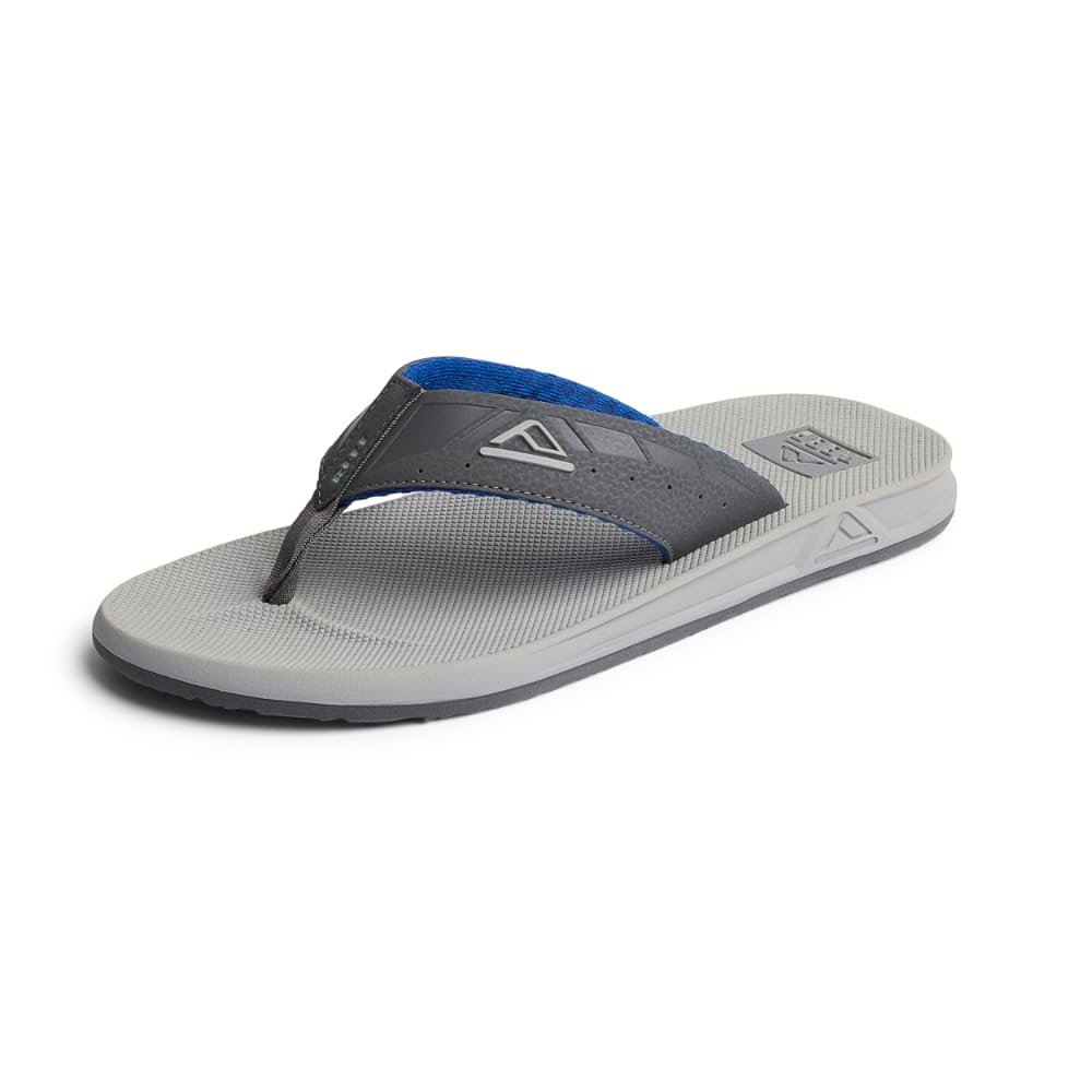 Reef Phantoms Mens Beach Flip Flop, Water Friendly, Soft and Supportive Molded Footbed, Grey/Light Grey/Blue, 16 Image