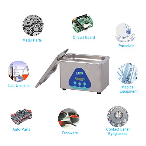 Digital Ultrasonic Jewelry Cleaner - DKSONIC 800mL 42KHz Sonic Eyeglass Cleaner with Digital Timer Basket for Parts Denture Gun Blades Ring Injector Glasses Circuit Board Retainer - Thumbnail 3