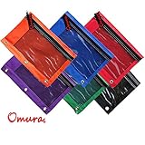 OMURA Pencil Pouch w/ Mesh Windows, Zippered & Standard 3-Ring Binder WILD COLORS, Pack 6