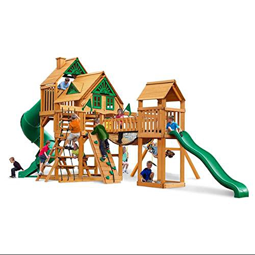 Gorilla Playsets Treasure Trove Treehouse Swing Set with Amber Posts
