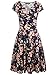 oxiuly Women's V-Neck Cap Sleeve Floral Casual Work Stretchy Swing Dress OX233 (S, Navy Blue Floral)