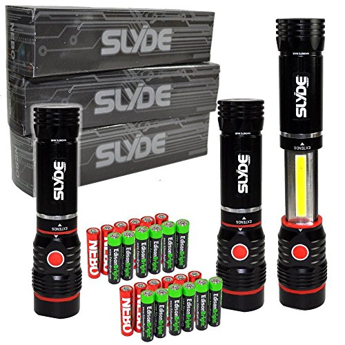 3 pack nebo slyde+ 300 lumen led flashlight/worklight 6…