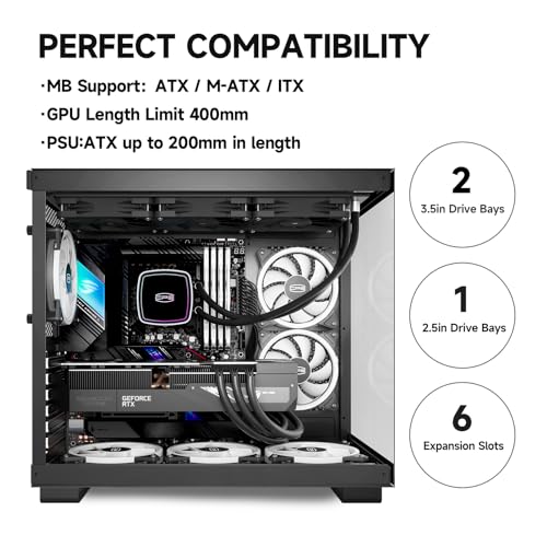CPS T500 PC Cases - PCCOOLER Airflow, Cable Management System, Interior Spacious ARGB 6 x 120mm, I/O USB Type-C Port, Quick Release Panel, ATX Mid Tower PC Gaming Case (Nior)