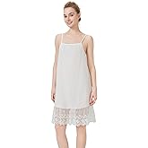 BEAUTELICATE Full Slip 100% Cotton Petticoat Vintage 1920s Dress Extender with Embroidered Lace