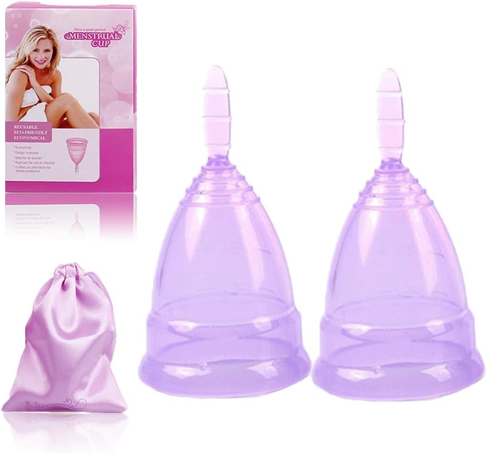 Menstrual Cup Soft Organic Silicone Period Cups,Menstrual Cups Set of 2 Large and Small Silicone Soft Cups