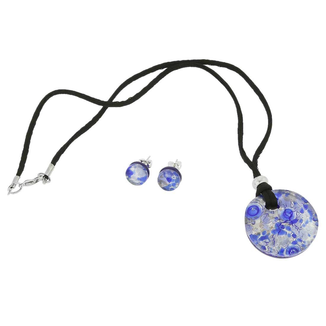 Glass Of Venice Murano Glass Venetian Reflections Round Necklace and Earrings Set - Periwinkle