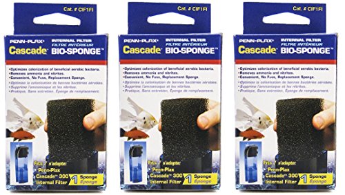 Penn Plax Cascade 300 Internal Filter Replacement Cartridges (3-Pack Bio Foam)