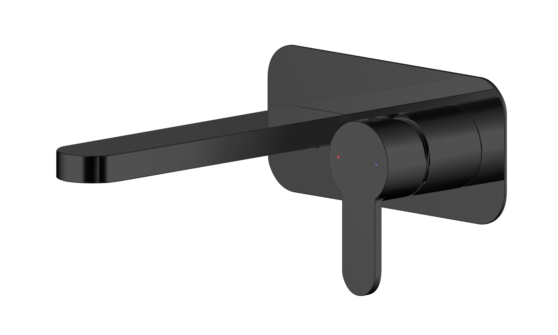 Nuie ARV428 Arvan Modern Bathroom Round Wall Mounted 2 Hole Basin Mixer Tap with Lever Handle and Plate, 108mm, Matt Black